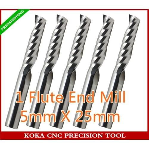 5mm*25mm,5PCS,MDF,PVC,Acrylic,Wood Tool,Freeshipping,CNC solid carbide end mill,Woodworking Router Bit,1 Flute milling Cutter