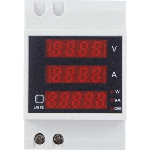 AC200-450V Din-Rail Digital Voltage Current Meter Display Voltmeter Ammeter Multi-Functional Power Factor Tester Meter