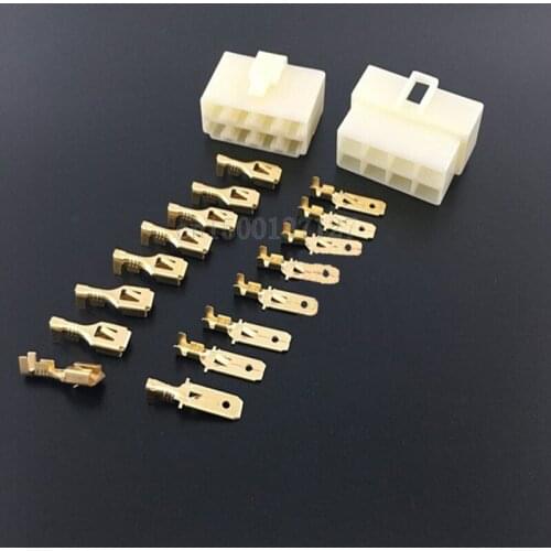 5sets/lot 6.3 automobile connector 8P connector 8 core male and female butt plug electric vehicle motorcycle terminal