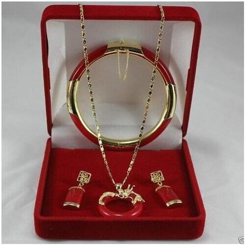 FREE SHIPPING Jewelry 001172 Beautiful dragon Pendant Necklace Earring Bracelet Set