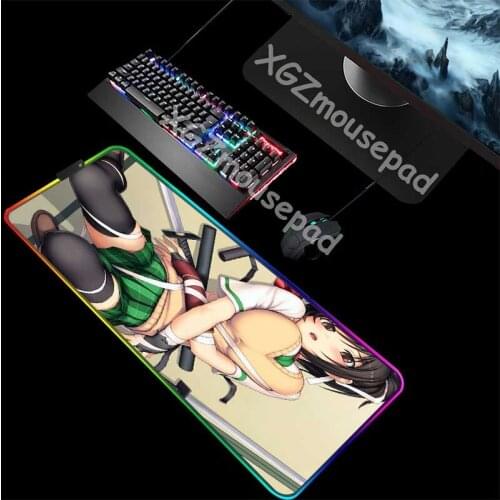 XGZ Anime Bundled Skirt Temptation Custom Large RGB Mouse Pad Black Lock Edge Office Computer Desk Mat Speed Rubber Non-slip Xxl
