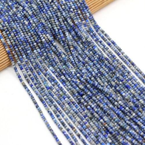 Natural Stone Beads Round Shaped Faceted Lapis lazuli Loose Spacer Beaded For Jewelry Making DIY Bracelet Necklace Accessories