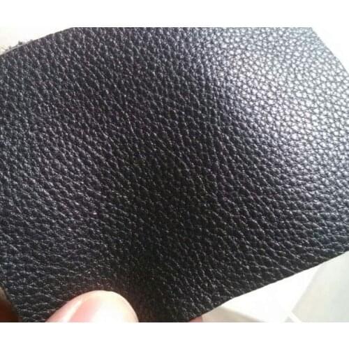 Black soft Genuine cow skin throw lines leather sale by whole piece