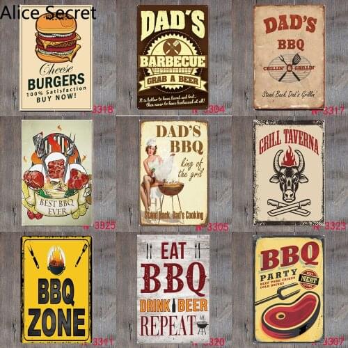 Decor BBQ Metal Tin Sign Barbecue Decor Metal Plates Garage Pub Hotel Shop Decor Metal sign Poster Wall metal arts