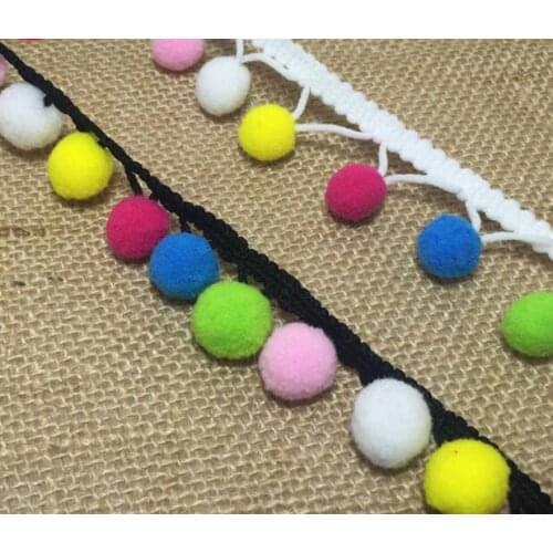 Cheap 25mm wide Pompom Ribbons Colorful Pom Pom Trim Ball Ribbon Tassel Lace Ribbon DIY Garment Accessories Fringe Sewing Z1027