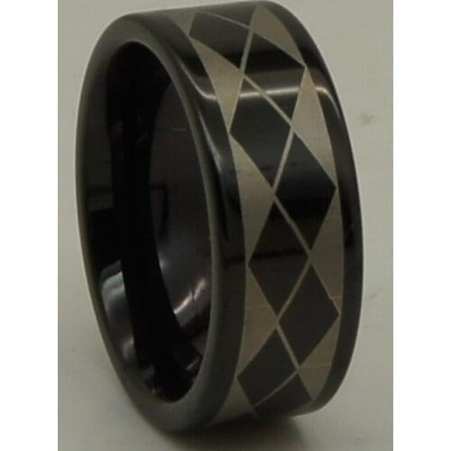 2tone black pattern plating 8mm men/women hi-tech wedding tungsten ring