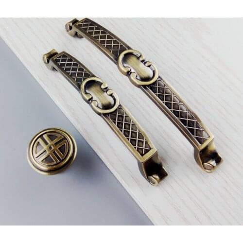 European Zinc Alloy Bronze Furniture Handles Kitchen Cabinets Pull Door Knob Drawer Wardrobe Cupboard Dresser Wine Cooler Handle