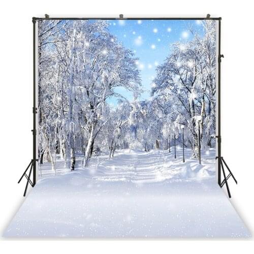 HUAYI Photography Backdrops Christmas Day Celebration Party Decor Photo Background Snowy Forest Holiday Family Backdrop XT-7099