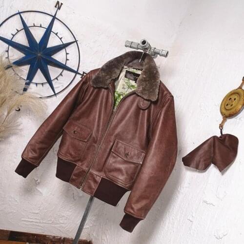 G1 detachable fur clip cotton warm jacket wax printing head layer cowhide leather