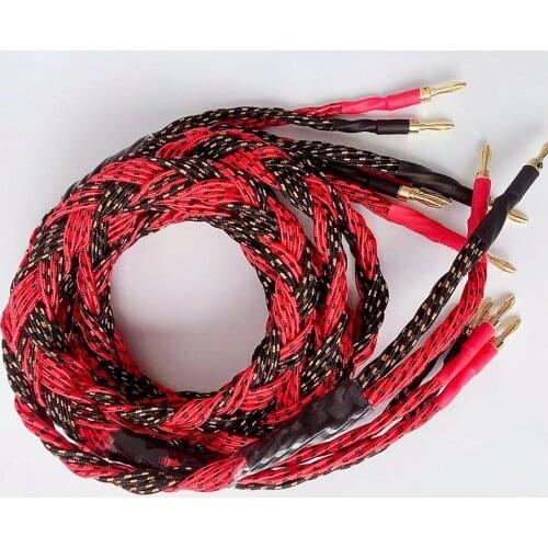 Hifi OFC Copper Audio Speaker Cable Audiophile Connection Line Banana Y-Y Plug