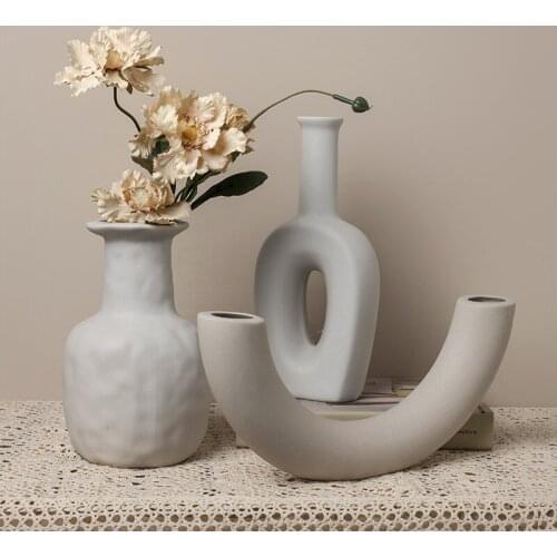 Nordic minimalism ceramic vase ornaments dried flower creative art living room TV cabinet desktop decoration