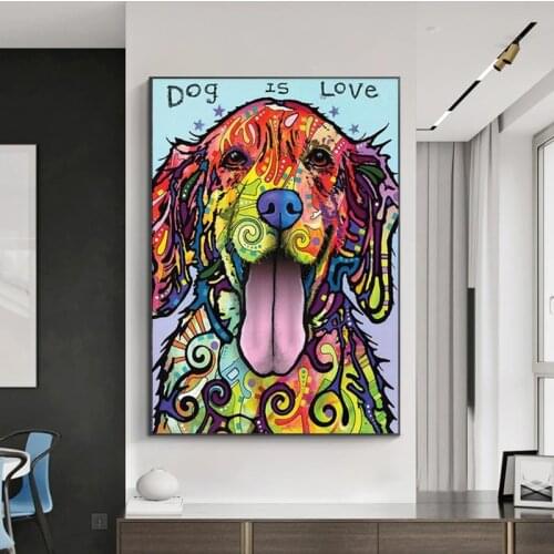 Colorful Modern Dog Canvas Painting Pop Abstract Posters and Prints Cuadros Wall Art Picture for Living Room Home Decor Unframed