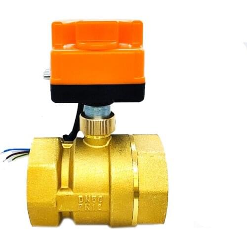 2" Motorized Ball Valve 220V 12V 24V 3-Wire 2 Point Control Brass Electric Ball Valve With Manual Switch