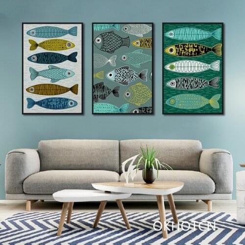Cartoon Fishes Canvas Painting Dark Hairtail Posters Art Prints Wall Pictures For Child Room Living Room Christmas Home Decor