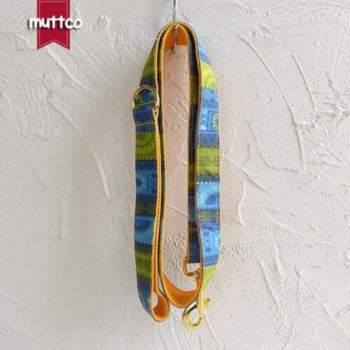 MUTTCO retailing high quality handmade collar THE FOLK YELLOW dog collar leash 5 sizes UDC024B