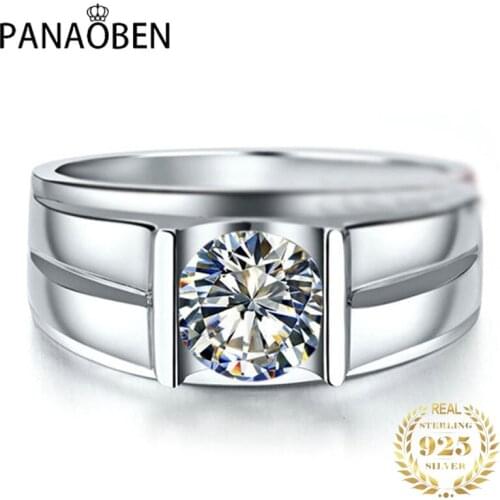 925 Sterling Silver Mens Rings Big Luxury Elegant Exquisite Diamond Wedding Proposal Engagement Original Design Fine Jewelry