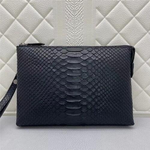 Classic Authentic Exotic Python Leather Mens Wristlets Clutch Purse Genuine Real True Snakeskin Male Serpentine Card Bag