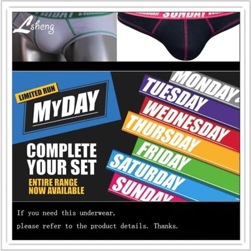 A set 7pcs Hot Sale Mens Weeks Underwears Men Cotton Weeks Briefs Shorts Male My Day Briefs Man Cotton Panties Underwear