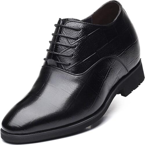 Brand New Increased Mens Height Lace Up Elevator Formal Dress Shoes Leather Get Taller 9CM For Wedding Party Footwear