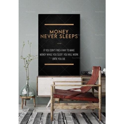 Money Never Sleeps Poster Wall Art Picture For Living Room Simple Nordic Modular Canvas Painting Modern Home Decoration