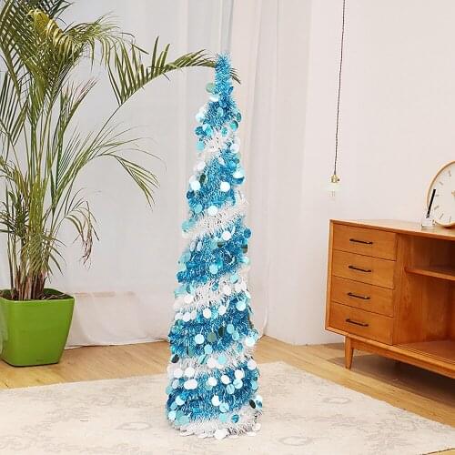Festival Supplies Xmas Decoration Christmas Ornaments Woolen Tree 1.5m Home Craft Coated Paper Folding Retractable Two-color Top