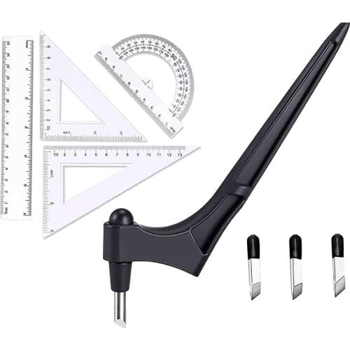 Craft Cutting Tools for Paper Crafts with Triple-cornered Ruler 360° Rotating Blade Knife Stainless Steel Craft Knife