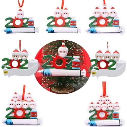 2021 Christmas Ornaments Personalized DIY Christmas Tree Ornaments Quarantine Christmas PVC Snowman Blessing Ornament Resin Xmas