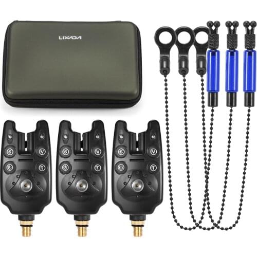 Lixada Fishing Bite Alarms Chain Alert Swinger Set Digital Fishing Alarm Kit LED Indicator Alert Fishing Swinger Fishing Tackle