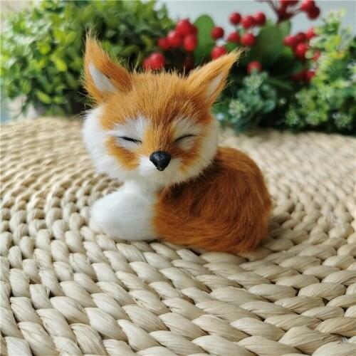 Cute real life fox model plastic&furs smile fox doll home decoration gift about 8cm xf2680