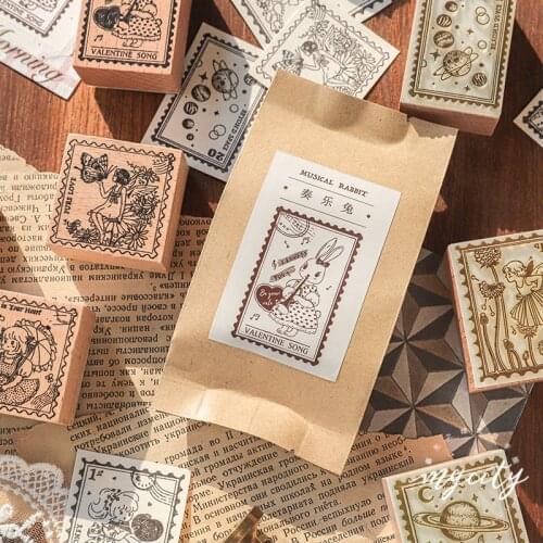 XINAHER Vintage forest angel planet stamp DIY wooden rubber stamps for scrapbooking stationery scrapbooking standard stamp