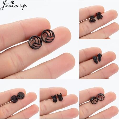 Jisensp Fashion Volleyball Stud Earrings for Women 2020 Stainless Steel Geometric Basketball Earrings Street Pop Jewelry Gift