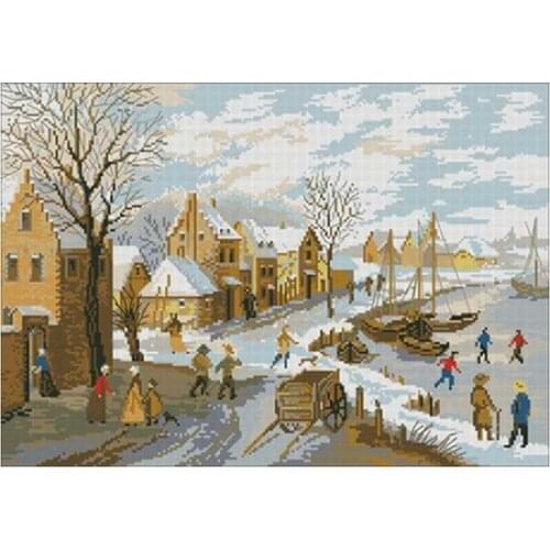 Winter scenery patterns counted 11CT 14CT 18CT DIY Cross Stitch Sets wholesale Cross-stitch Kits Embroidery Needlework