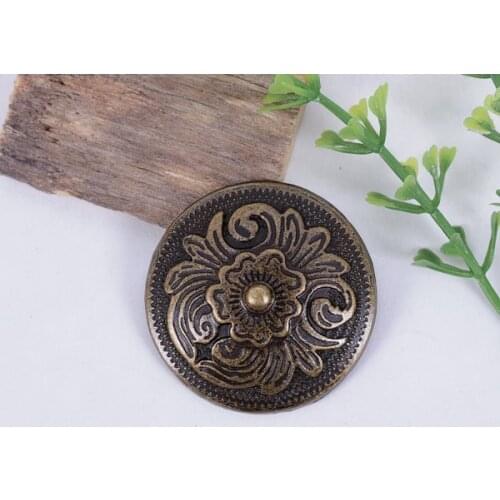 10pc 32MM Punk Dome Diable Copper Flower Pattern Leathercrafts Conchos Screwback