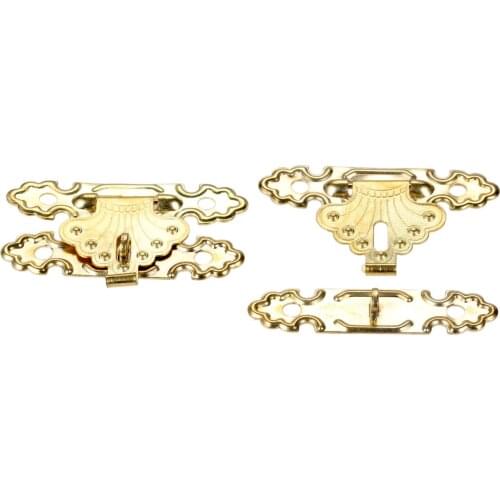 10Pcs Hasps w/screw Antique Gold Jewelry Box Padlock Latch Wood Wine Gift Case Handbag Buckle Hardware Retro Old Fashion 41*24mm