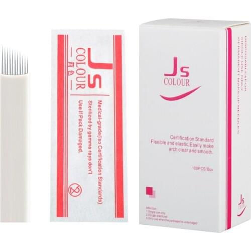 100PCS 11 Pin Permanent Makeup Eyebrow Blade For 3D Embroidery Manual Tattoo Pen Machine Cosmetic Eyebrows