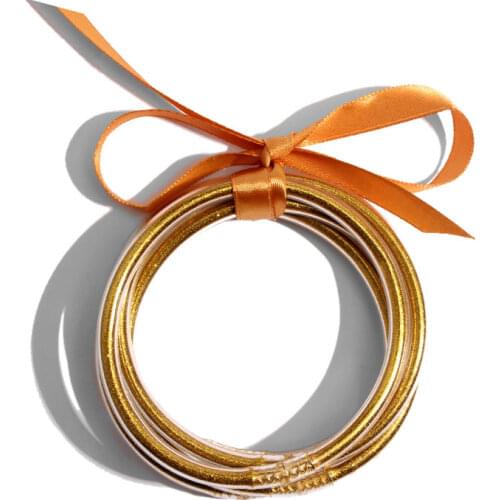 Free Shipping Friendship Leopard Pink Gold Glitter Jelly Bracelet Wristband Friendship Bangle