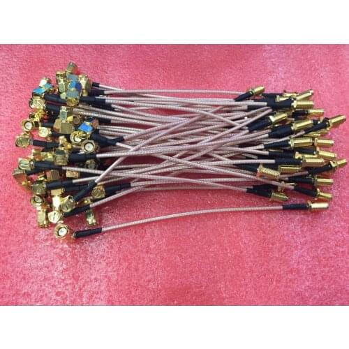 Free Shipping 50pcs 6" SMA Female Jack Switch SMA Male Plug Right Angle Convertor RG316 Cable adapter 15CM