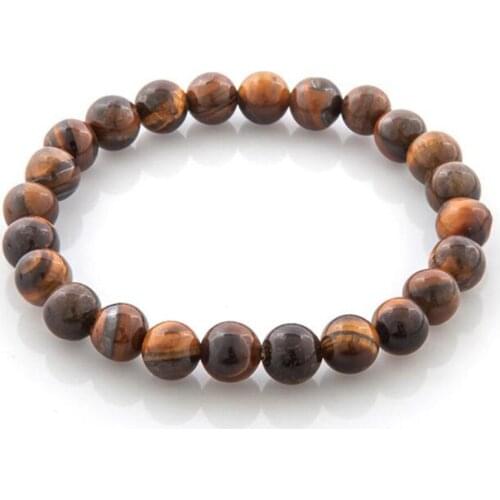 Tiger Eye Bracelets Bangles Elastic Rope Chain Natural Stone Dyed Loose Beads Friendship Bracelets For Women and Men Jewelry