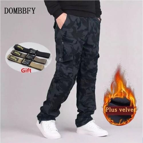 Winter Fleece Warm Men Thick Cargo Pants Double Layer Military Army Camouflage Tactical Cotton Trousers For Men Brand Clothing