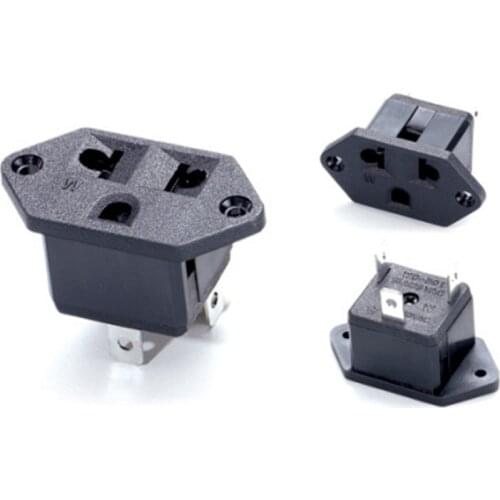 Black industrial outlet with ear fixing hole American standard 250V 10A universal AC power socket