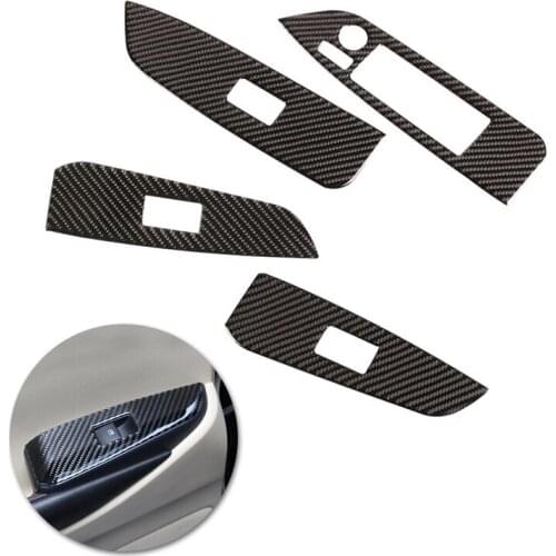 For Toyota Highlander 2015 2016 2017 2018 Car Interior Door Window Lifter Control Switch Button Frame Carbon Fiber Cover Decor