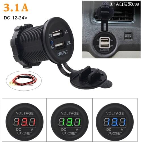 Car Cigarette Lighter Socket Splitter Doul USB Charger Cover Car Charger and Led Light Power Adapter Motorcycle Usb Socket Mount