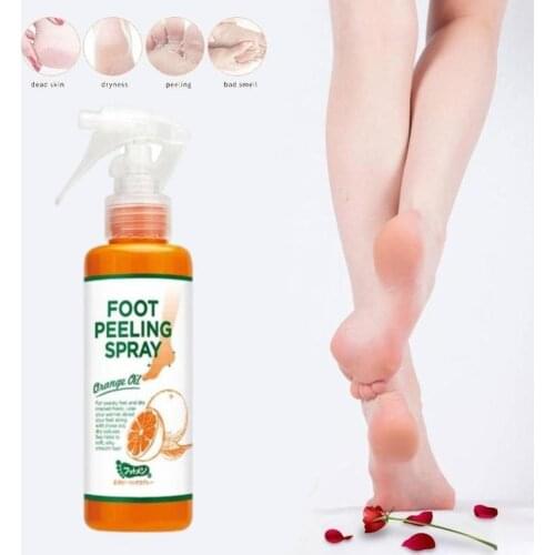 110ml Natural Orange Essence Foot Exfoliating Beauty Foot Spray Pedicure Hands Dead Skin Exfoliator Mask Foot Care Tool