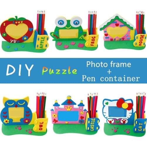EVA 3D pen container photo frame DIY Assembling Puzzles Jigsaw brush pot Children Recognition Training Educational Toys gifts
