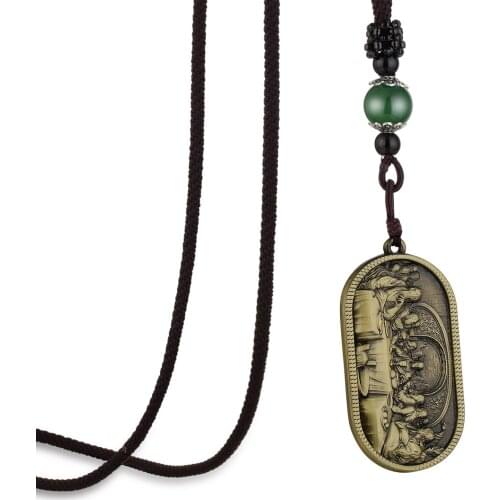 Holy Communion Lord Last Supper Christian Pendant Eucharist Reliefs Necklaces for Men Braided Rope Chain Church Pray Jewelry