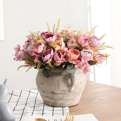 5 Head Artificial Flower European Home Decoration Silk Flower Artificial Peony Rose Garden Decoration Wedding Party Decoration