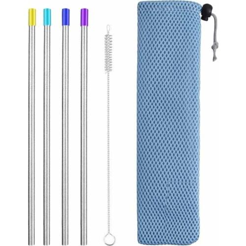 Jueqi Reusable Drinking Straw High Quality 304 Stainless Steel Metal Straw with Cleaner Brush For Mugs