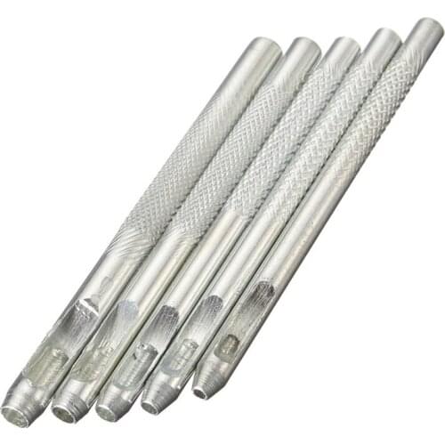 KiWarm 5Pcs/set Leather Steel Belt Puncher Hollow Punch Set Round Hole Cutters Handworking Hand Craft DIY Tools