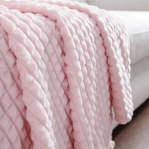 Topfinel Corn Checkered Coral Fleece Blanket Solid Color Portable and Breathable In Summer Flannel Fabric Blanket For Bed Sofa