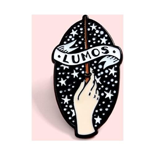 Magician Metal Enamel Brooch Creative Lumos Magic Wand Badge Pin Fashion Personality Lapel Backpack Jewelry Accessories Gift